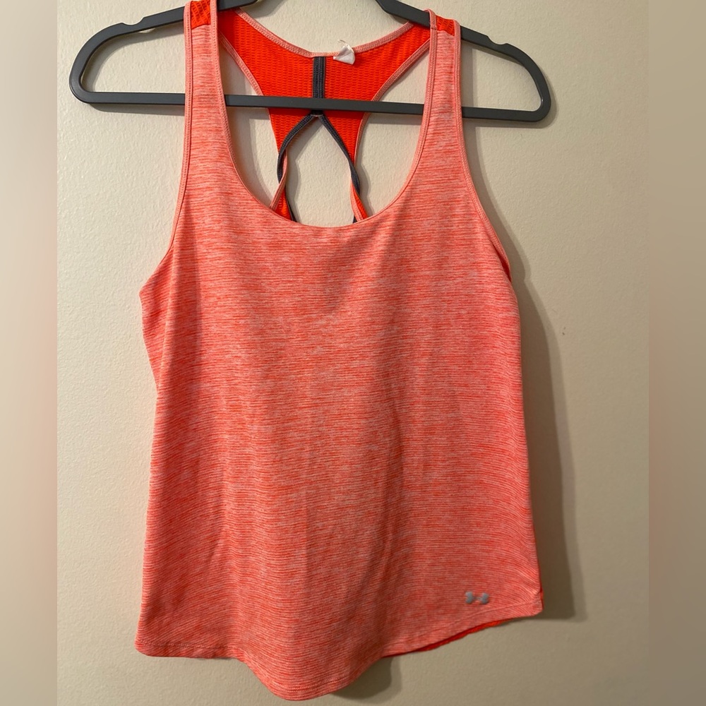 Womens Under Armour Twist Racerback Pink Red Heathered Tank Top Size Small